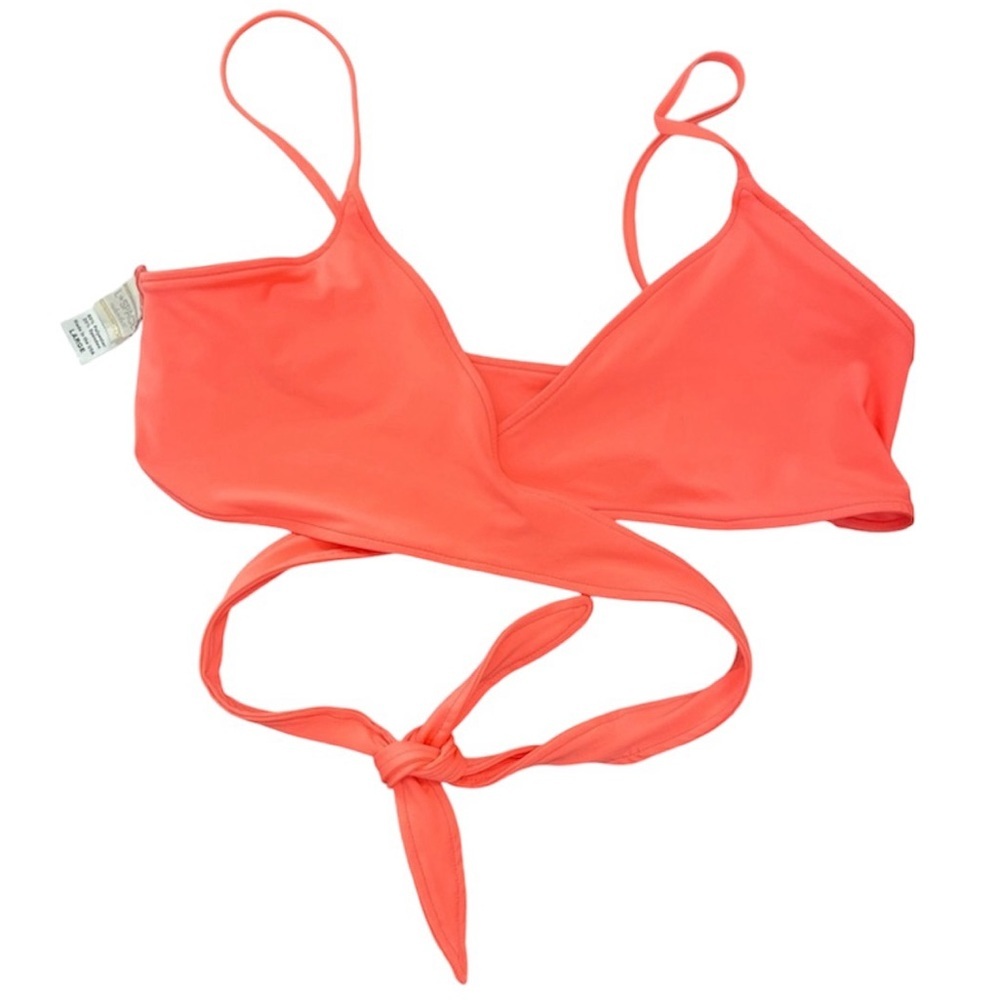 L Space Wrap Bikini Top- Neon Orange- Size Large